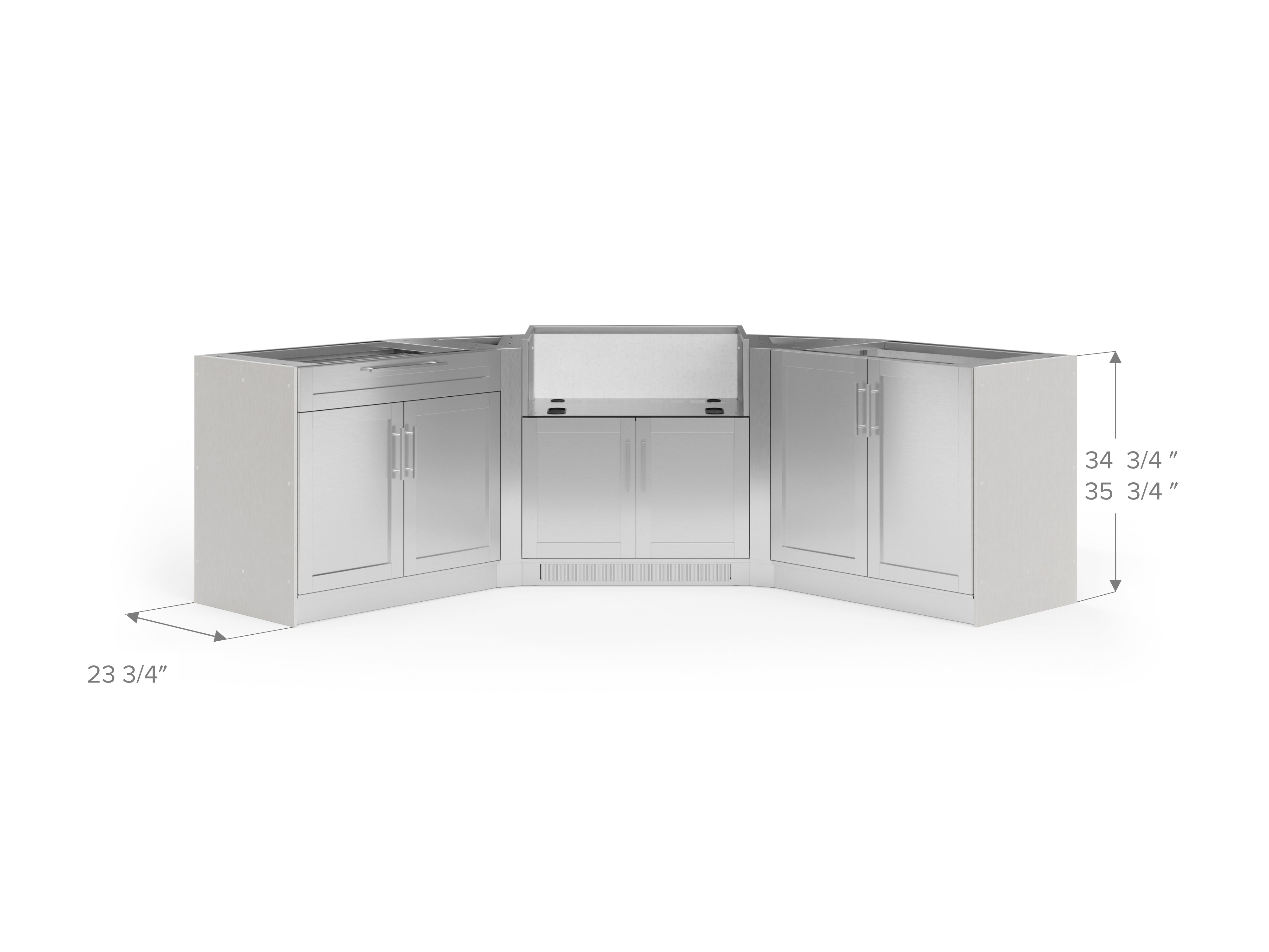 Outdoor Kitchen Signature Series 6 Piece U Shape Cabinet Set with 2 Door, Bar and Grill Cabinet