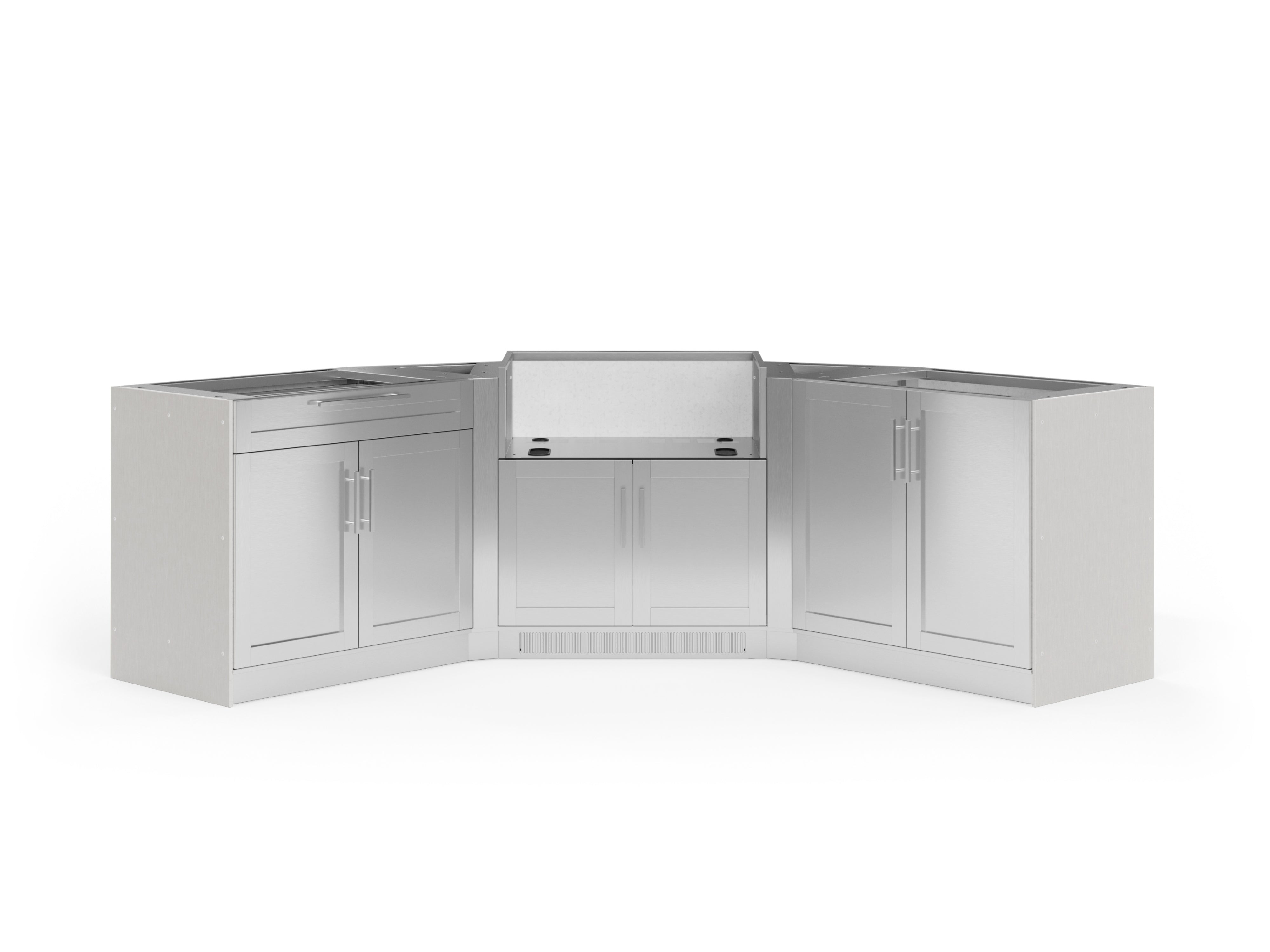 Outdoor Kitchen Signature Series 6 Piece U Shape Cabinet Set with 2 Door, Bar and Grill Cabinet