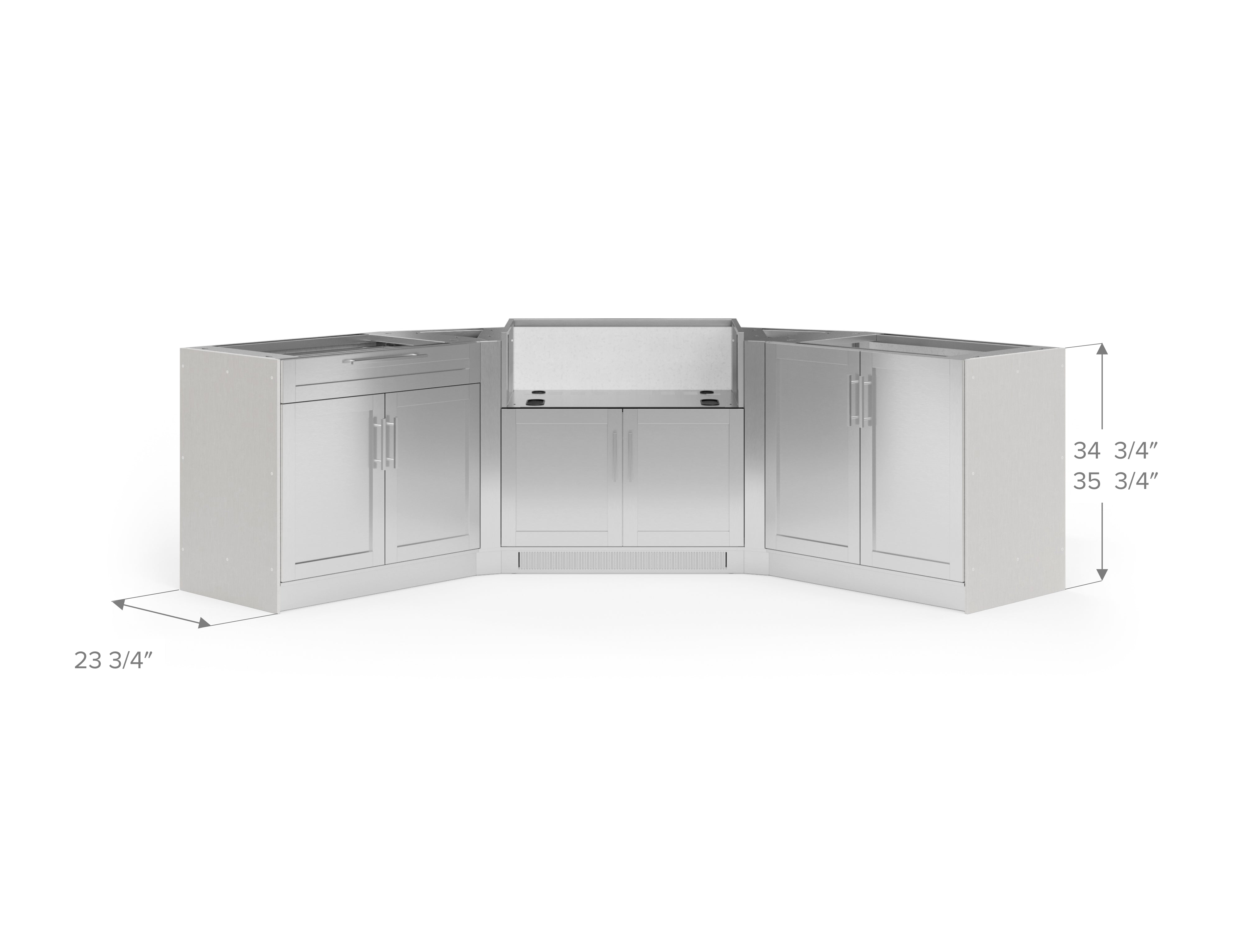 Outdoor Kitchen Signature Series 6 Piece U Shape Cabinet Set with 2 Door, Bar and Grill Cabinet