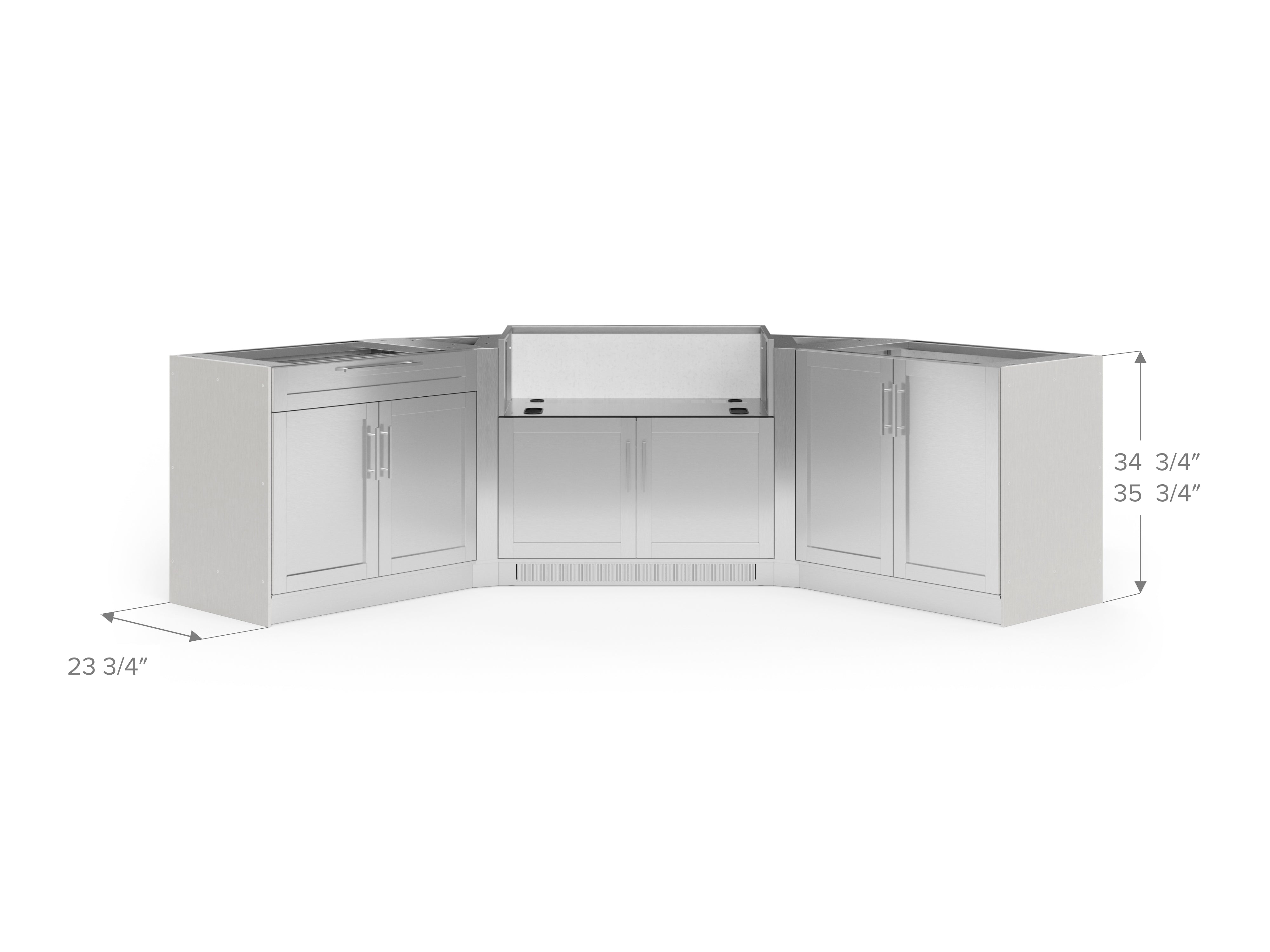 Outdoor Kitchen Signature Series 6 Piece U Shape Cabinet Set with 2 Door, Bar and Grill Cabinet