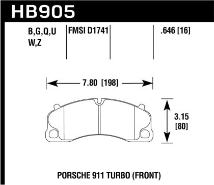 Hawk Street Performance Ceramic Front Brake Pads (991.2 Carrera S)