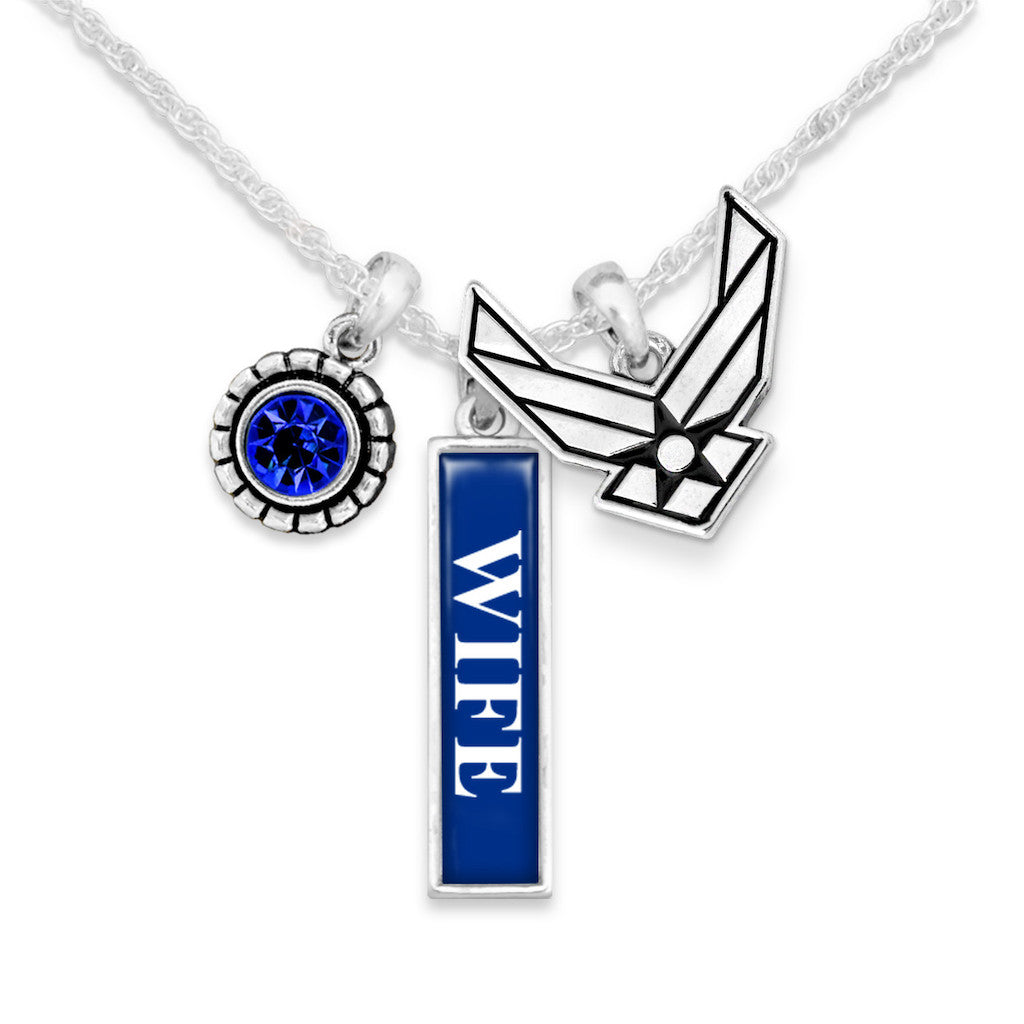 U.S. Air Force? Necklace- Triple Charm- Vertical Wife Charm