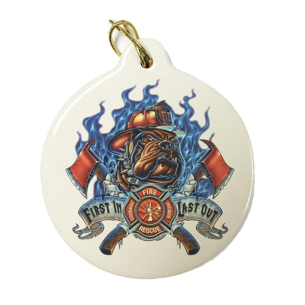 First In Last Out Fire Dog Christmas Ornament