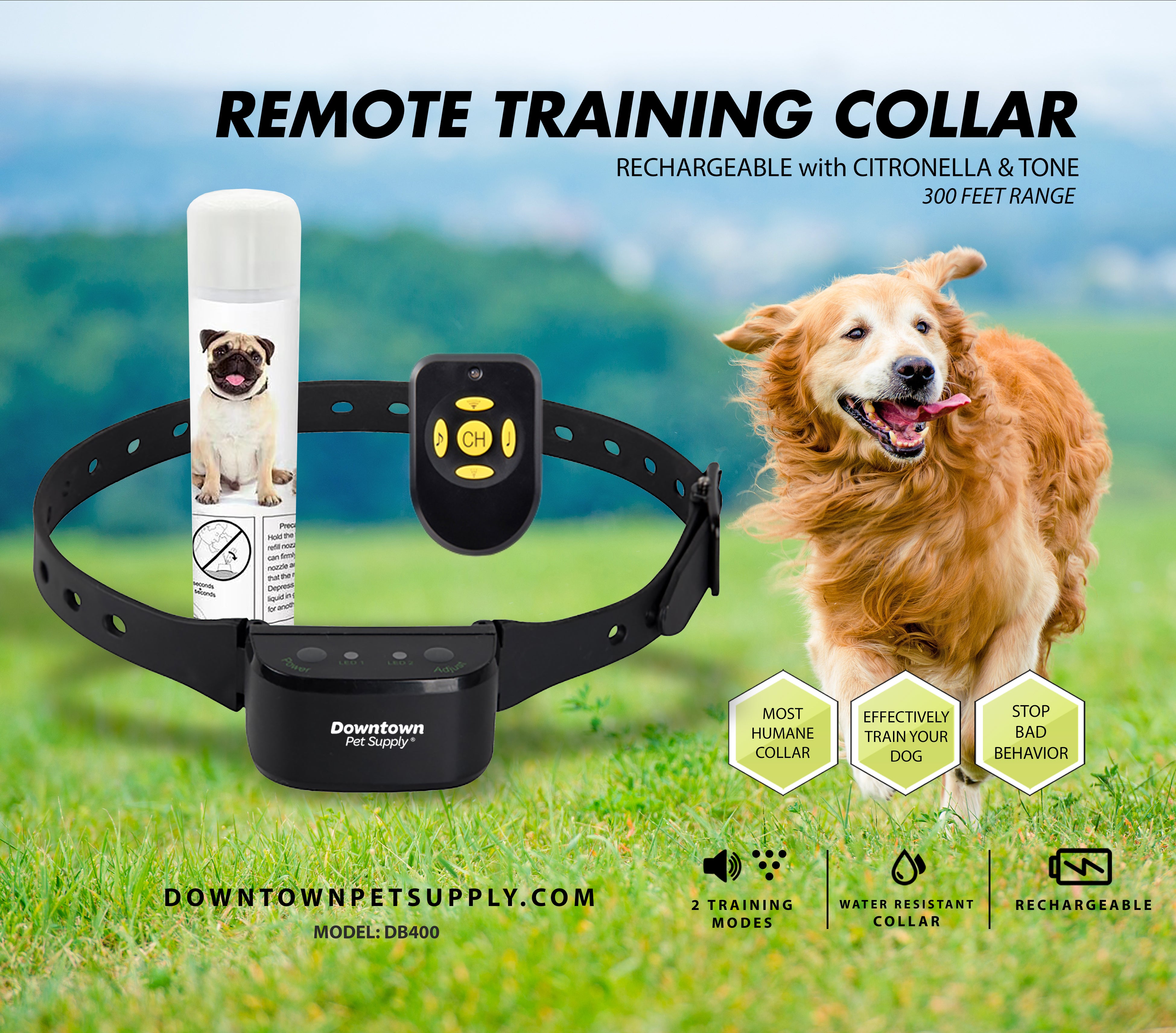 No Bark Dog Collar for Training with Remote and Citronella Spray