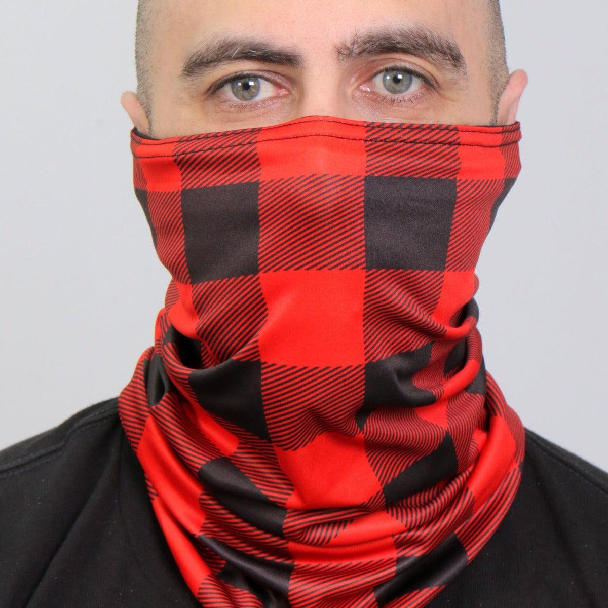 Hot Leathers Red & Black Plaid Neck Gaiter