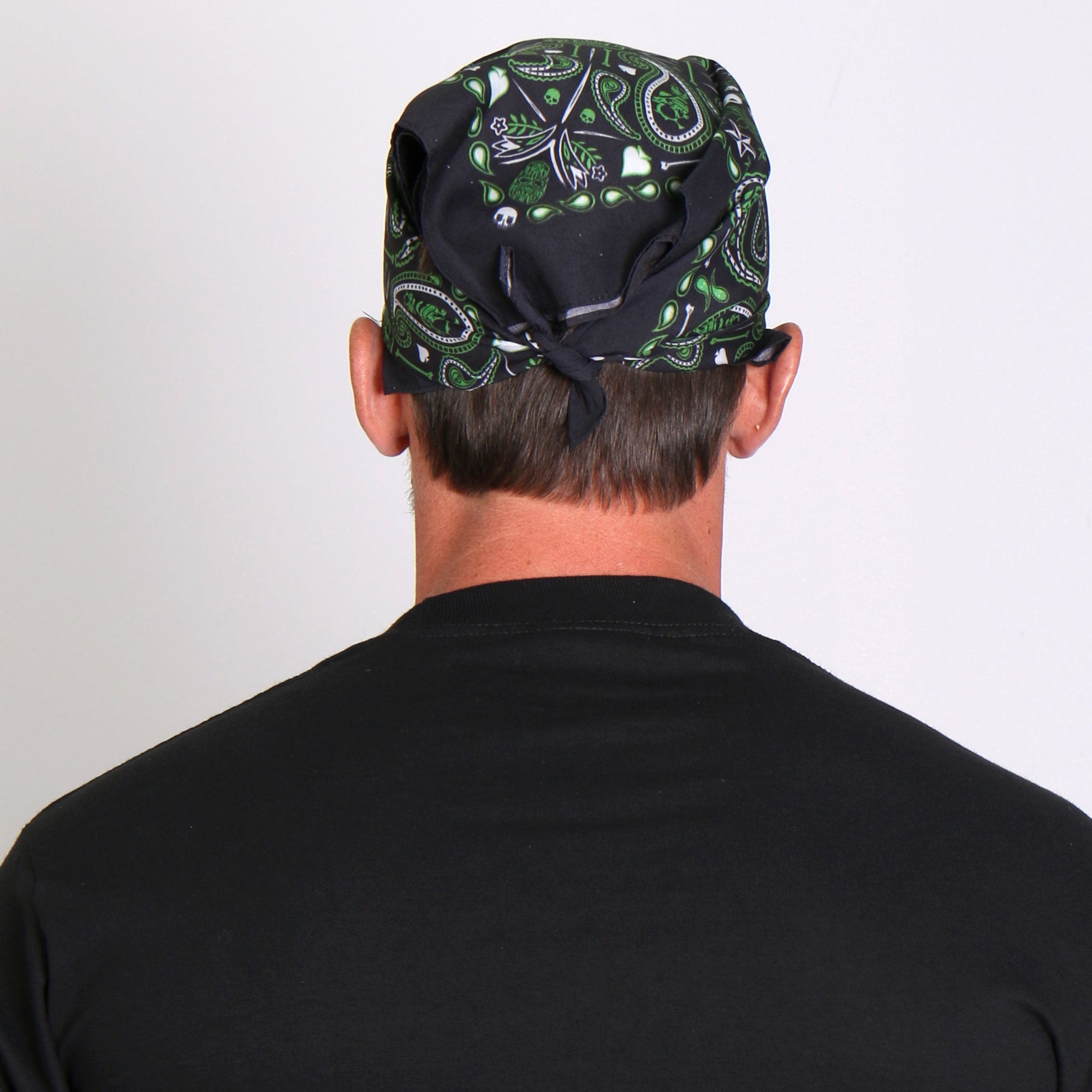 Hot Leathers BAB1068 Green Paisley Skulls Bandana