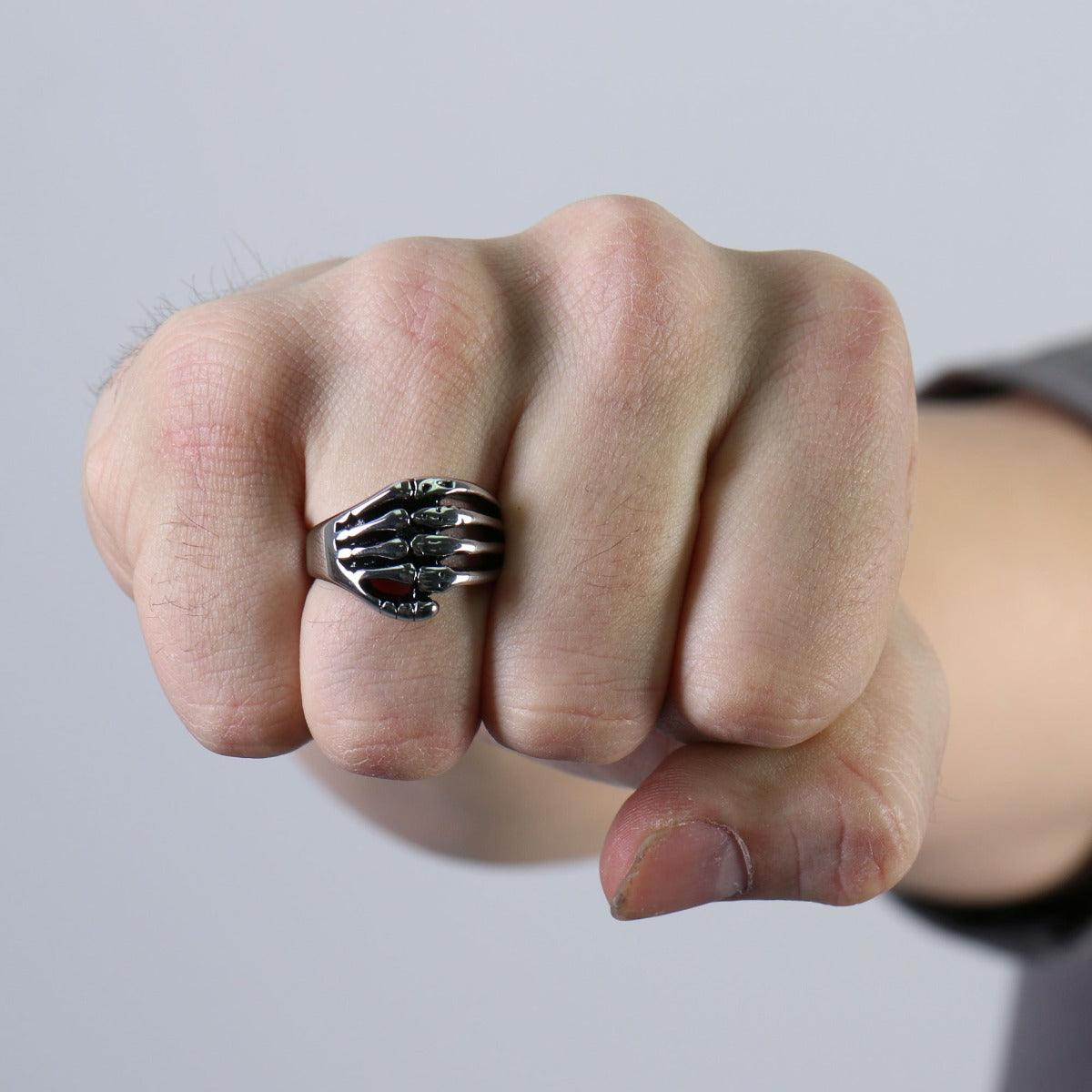 Hot Leathers Skeleton Hand Ring