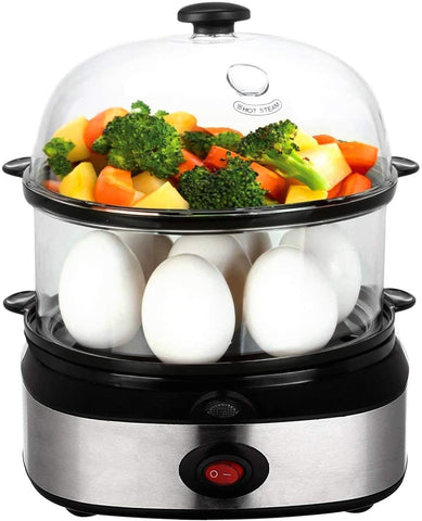 7 Egg Capacity w/ Auto-Off Hard-Boiled Egg Maker Electric Egg Cooker Boiler, Size: 19.5, White