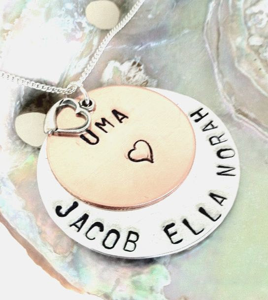 Personalized Hand Stamped Necklace, Mother Necklace, Grandma Necklace, Gifts for Mom, Personalized Necklace, natashaaloha