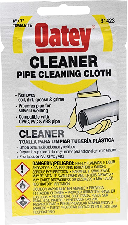 Oatey 31423 CPVC, PVC and ABS Pipe Cleaning Cloth, Plain