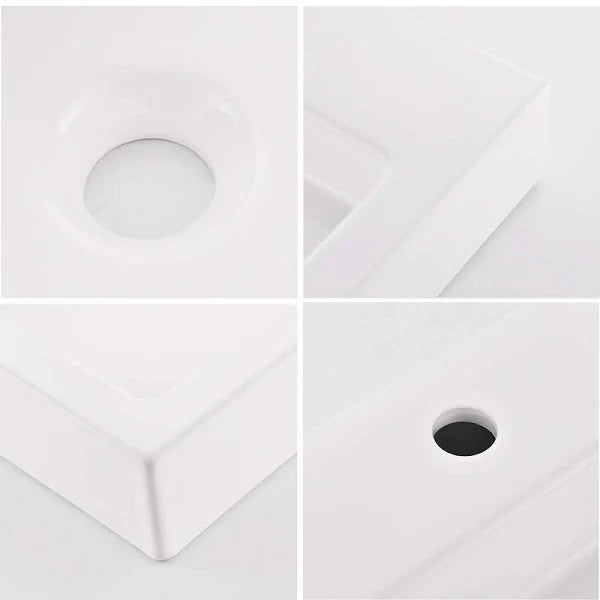 VALISY 24 x18 Inch Modern Above Counter Porcelain Ceramic White Rectangle Bathroom Vessel Sink, Vanity Lavatory Bath Countertop Art Basin Sinks with Single Faucet Hole