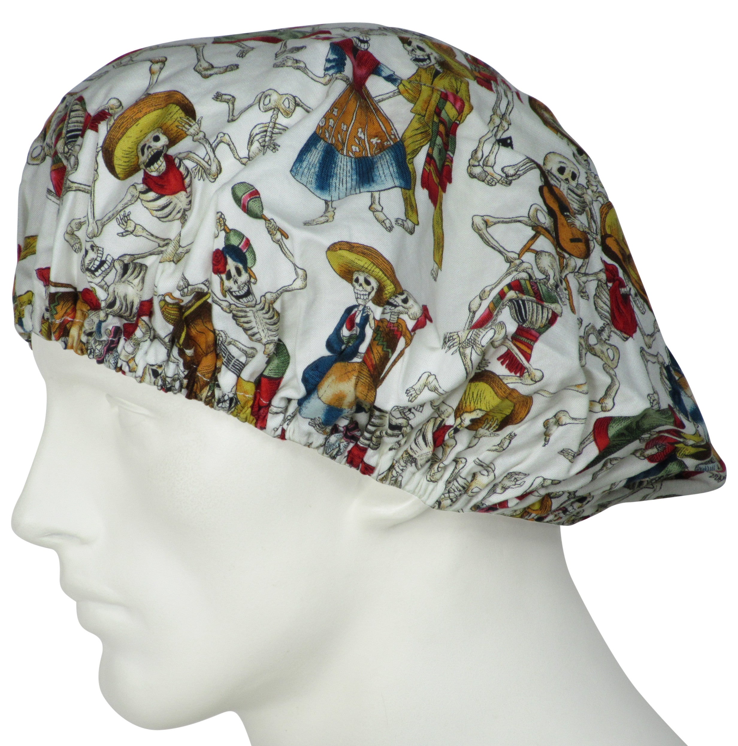  Bouffant Scrub Cap Fiesta Muertos (white) 