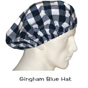  Bouffant Surgical Hats Gingham Blue 