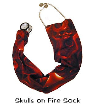  Stethoscope Cover Sock Skulls On Fire 