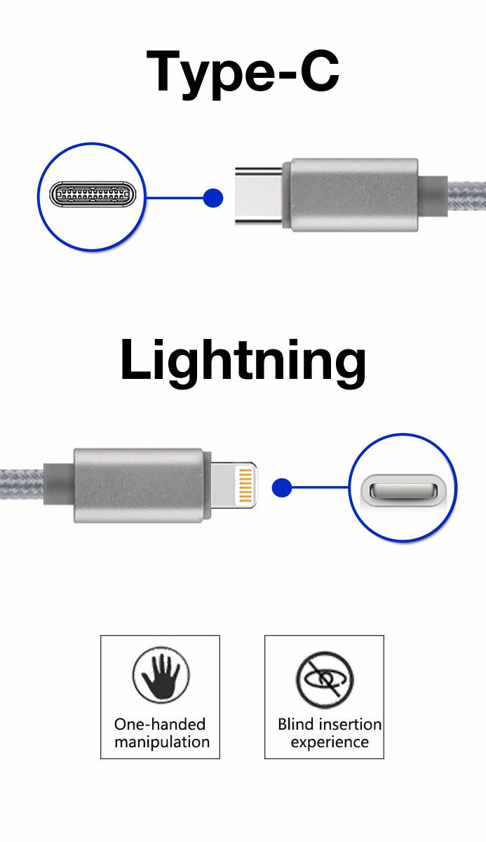 Type-C to Lightning Braided Charging Cable