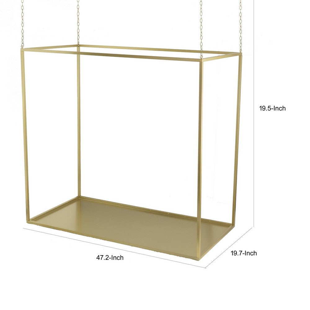 47 Inch Plant Stand with 4 Adjustable Chains, Floating Effect, Iron, Gold By Casagear Home