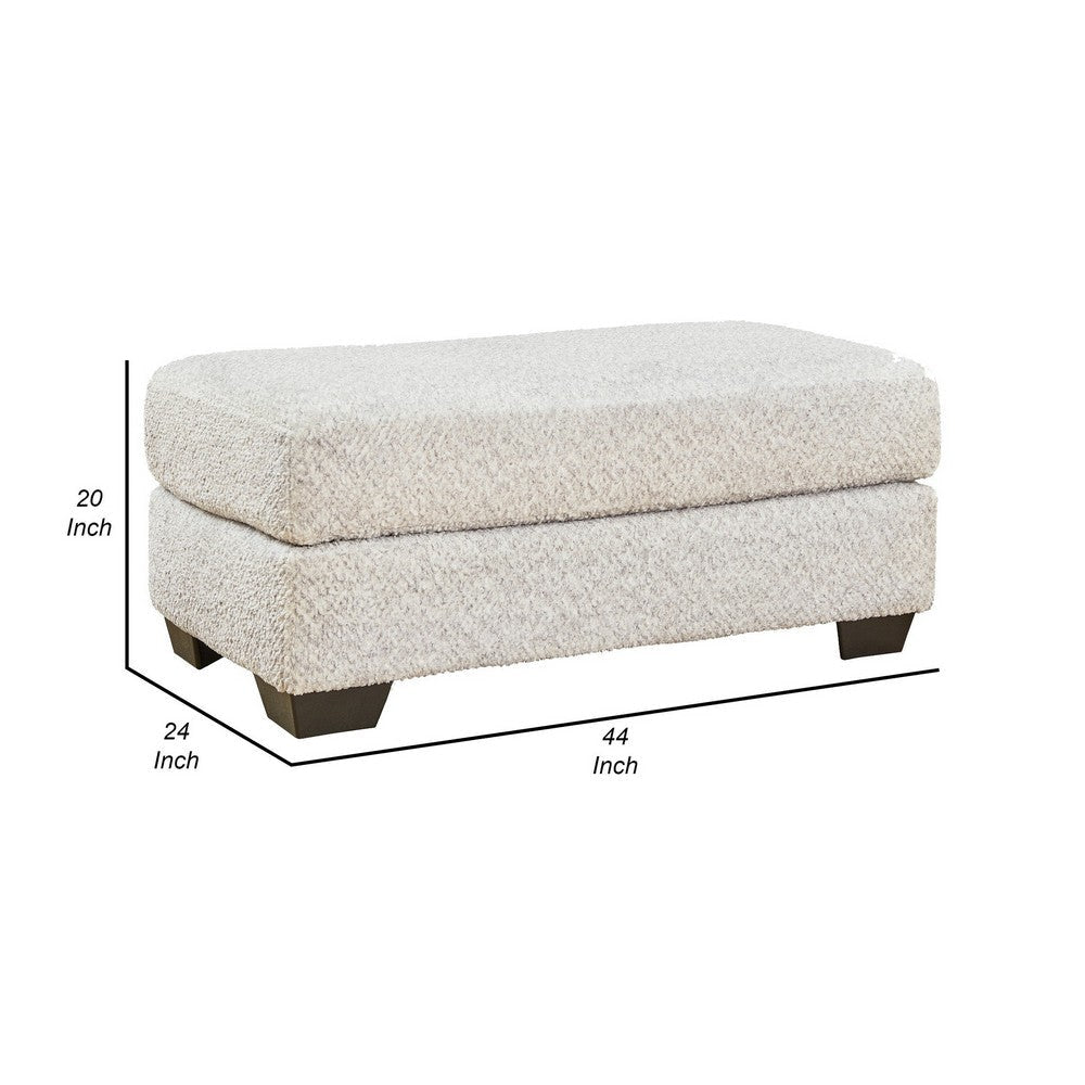 Emma 44 Inch Ottoman, Plush Cushioned Top, Soft Gray Polyester Upholstery By Casagear Home