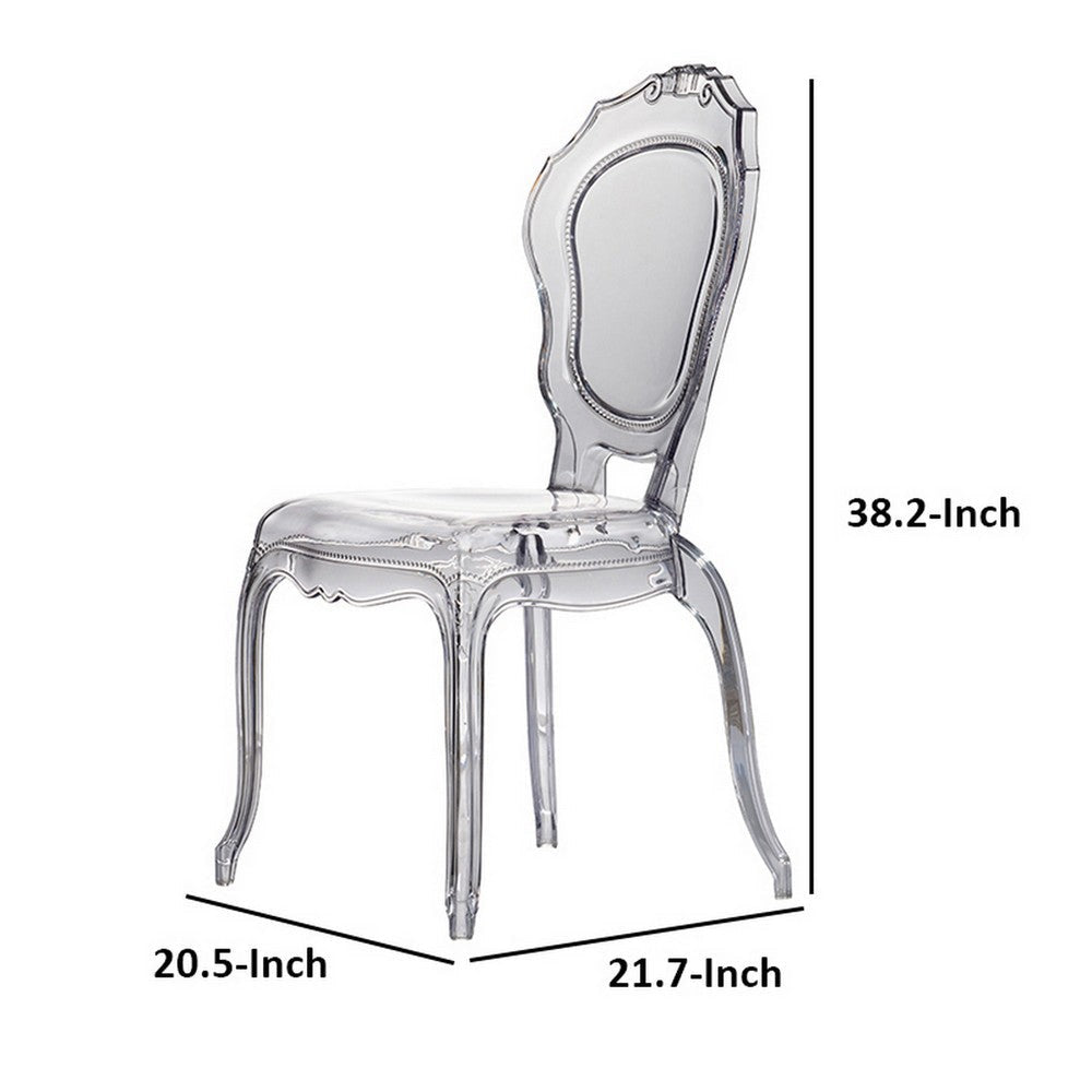 22 Inch Side Dining Chair, Clear Smoke Finish, Classic Curved Backrest By Casagear Home