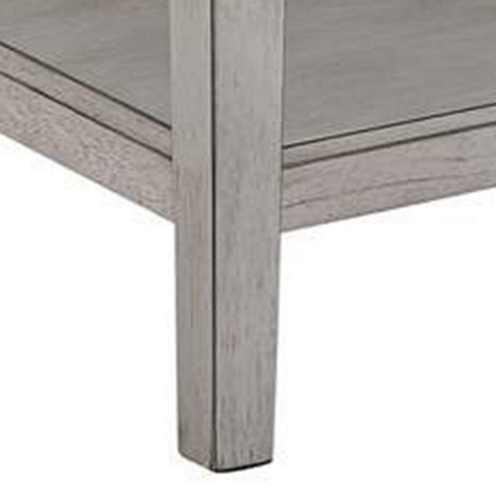Eleni 24 Inch Side Table, Square Bottom Shelf, Antique White and Gray Wood By Casagear Home