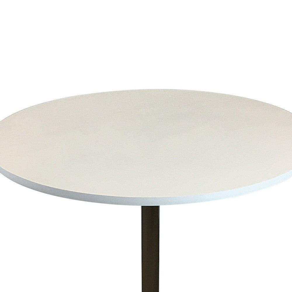 Mari 36 Inch Counter Height Table, White Round Top and Stainless Steel Base By Casagear Home