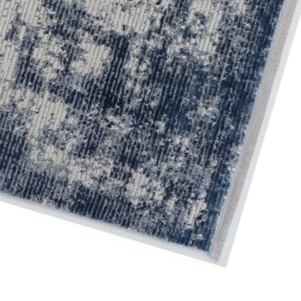 Trix 8 x 10 Large Area Rug, Abstract Bohemian, Gray and Blue Cotton Fiber By Casagear Home