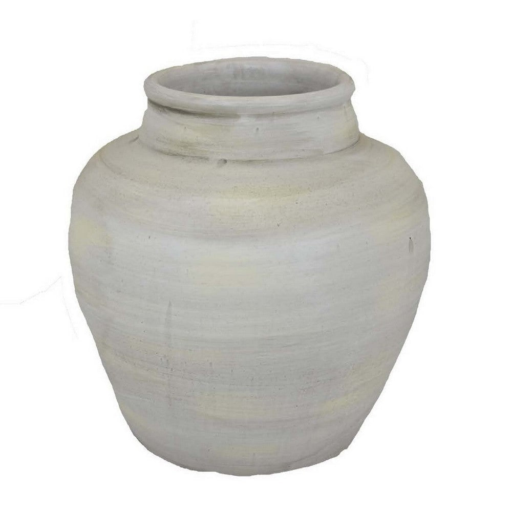 Venny 12 Inch Ceramic Flower Vase, Antique Amphora Shape, Urn White Finish By Casagear Home