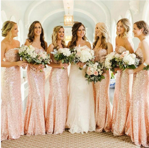 rose god sequin bridesmaid dress