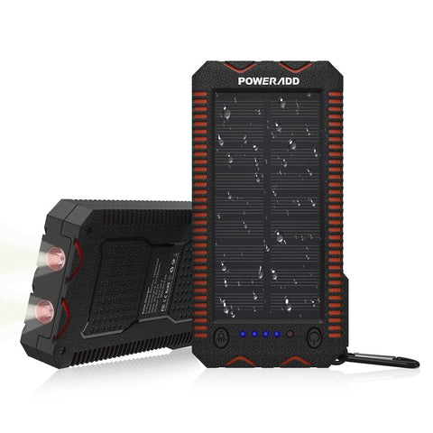 Poweradd Waterproof 12000mAh Solar Charger Power Bank