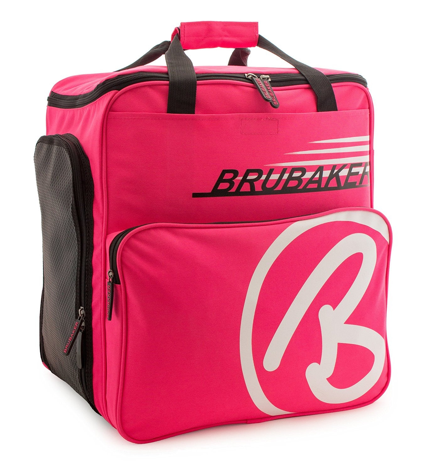 BRUBAKER Ski Bag Combo for Ski, Poles, Boots and Helmet - Limited Edition - Dark Pink / White