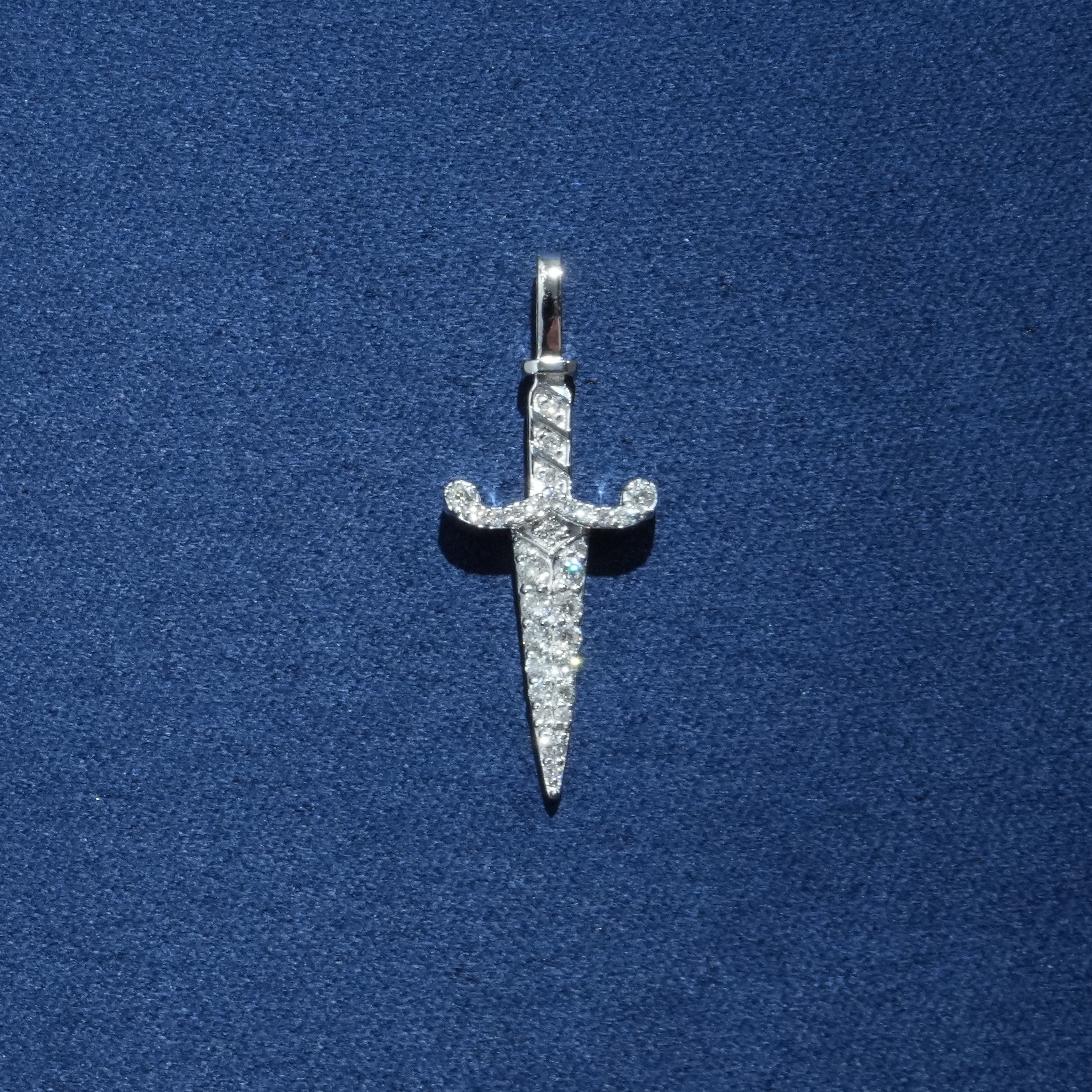 Diamond Dagger Pendant in 14K Solid Gold