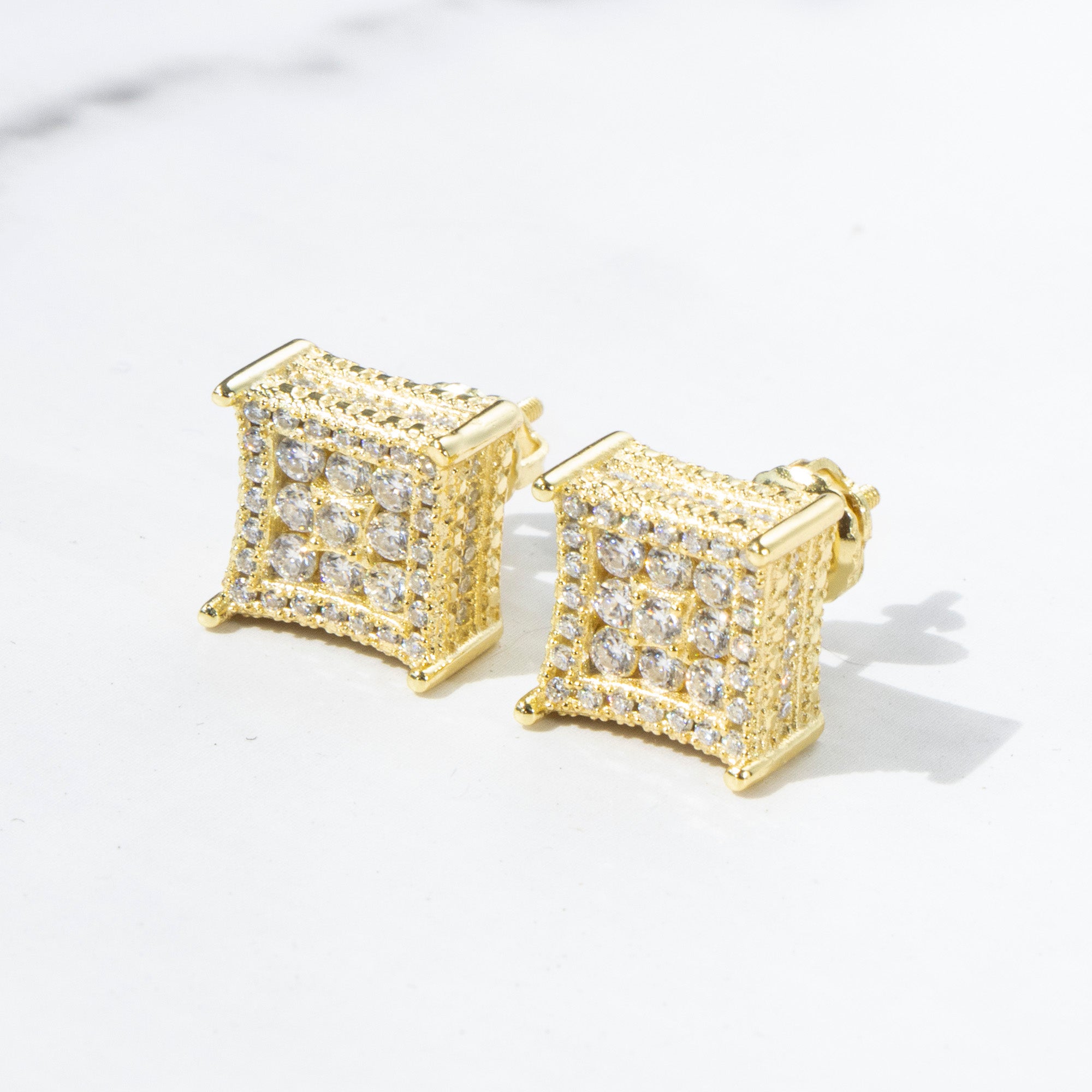 10mm Square Moissanite Pave S925 Stud Earrings