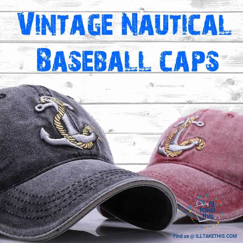 ? Nautical Vintage Anchor embroidered Distressed Soft cotton baseball cap - 4 Colors, Unisex