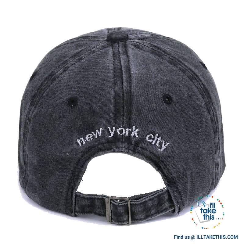 New York embroidery Sand washed 100% cotton baseball caps, Unisex design Caps - 6 Colors