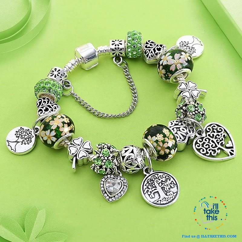 Tibetan Silver-plated Green tree of life Charm Bracelets - 3 Design choices