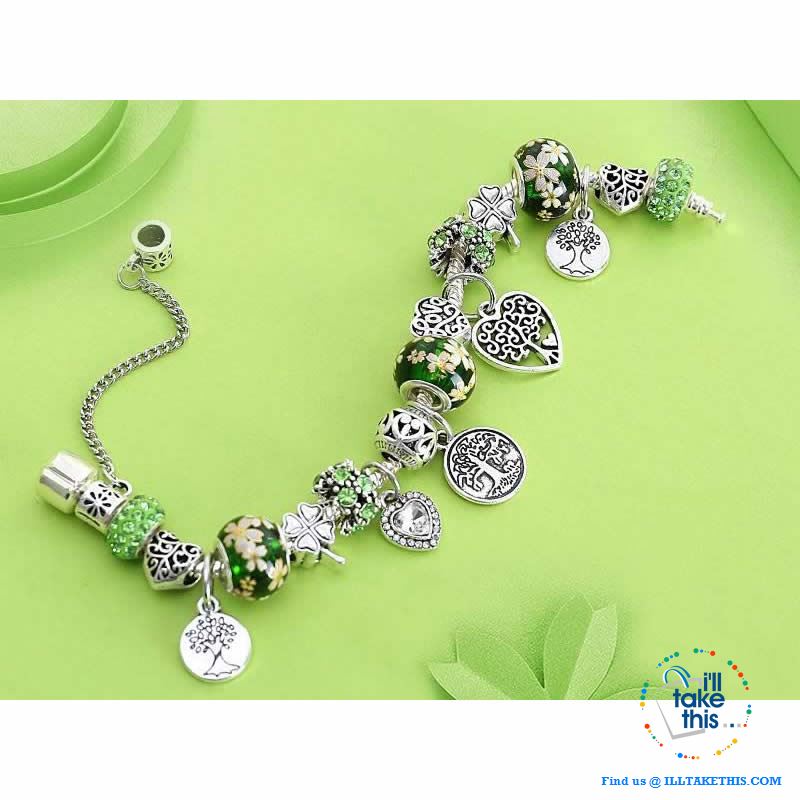 Tibetan Silver-plated Green tree of life Charm Bracelets - 3 Design choices