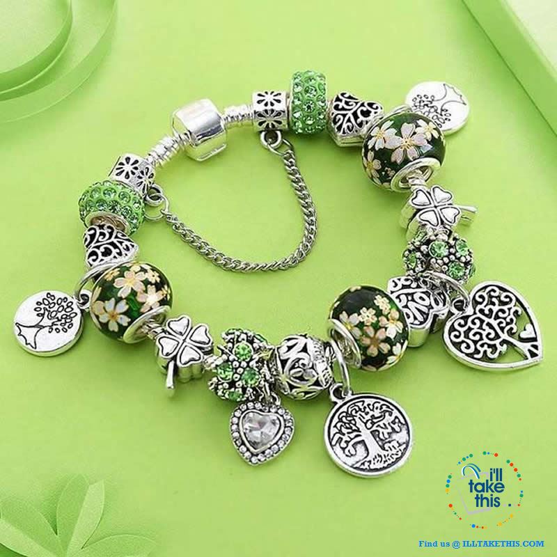 Tibetan Silver-plated Green tree of life Charm Bracelets - 3 Design choices