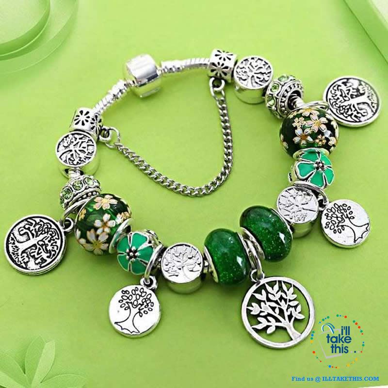 Tibetan Silver-plated Green tree of life Charm Bracelets - 3 Design choices