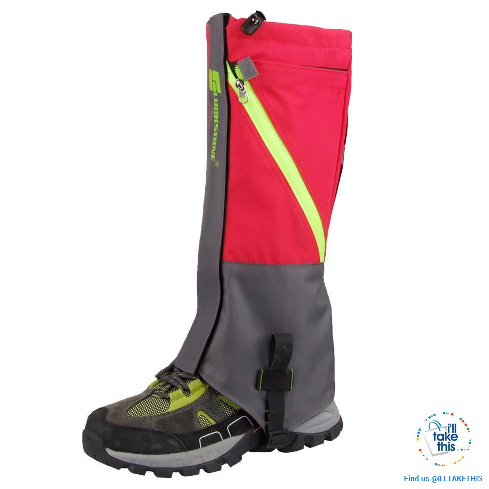 Waterproof Camping, Hiking Snow Leg Gaiters, 2 Layers of protection - 4 Color Options