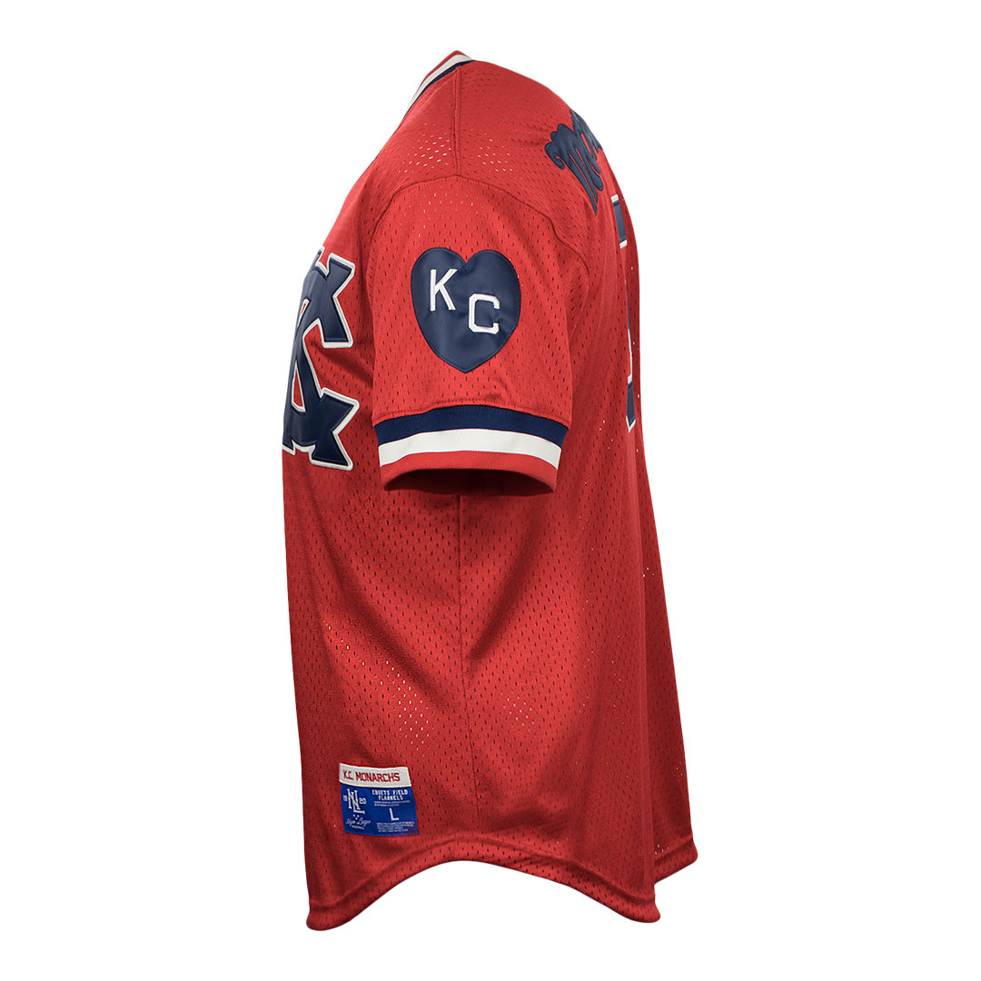 Kansas City Monarchs Vintage Inspired NL Replica V-Neck Mesh Jersey - Red