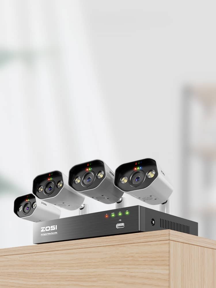 ZOSI 8MP PoE Kit Caméra de Surveillance, 4K NVR PoE 2To avec 4pcs PoE ZOSI 8MP PoE Kit Caméra de Surveillance, 4K NVR PoE 2To avec 4pcs PoE
