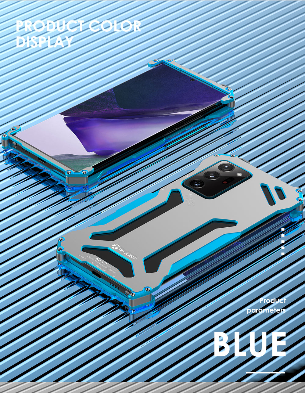 R-Just Gundam Aerospace Aluminum Contrast Color Shockproof Metal Shell Outdoor Protection Case for Samsung Galaxy Note20 Ultra & Galaxy Note20