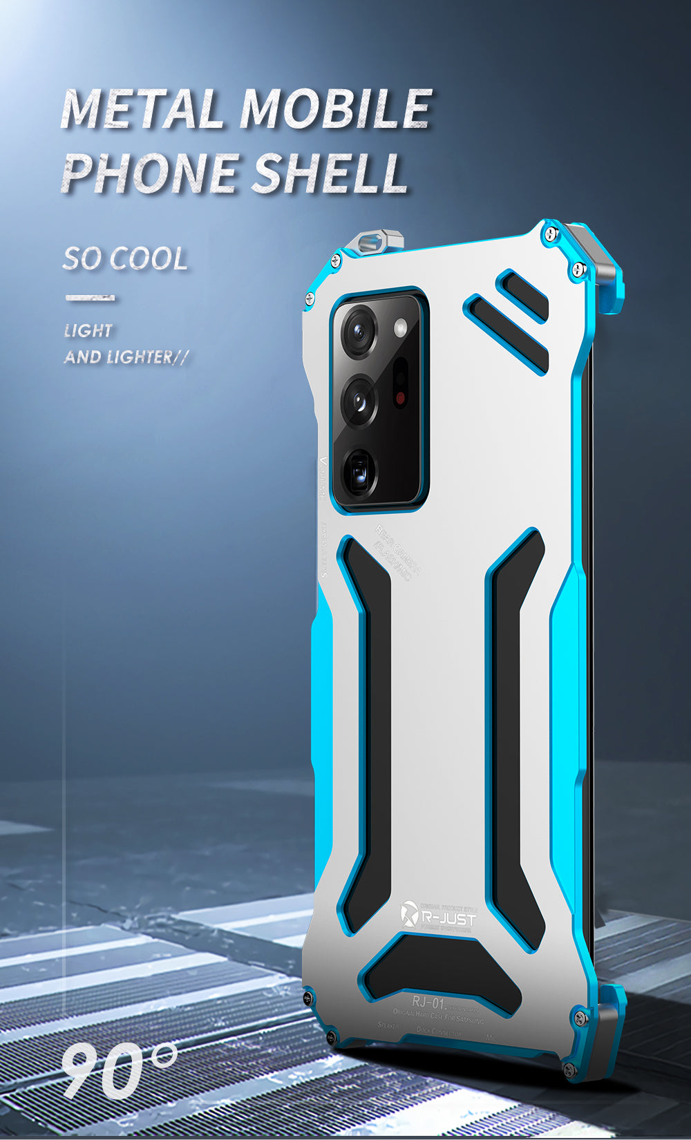 R-Just Gundam Aerospace Aluminum Contrast Color Shockproof Metal Shell Outdoor Protection Case for Samsung Galaxy Note20 Ultra & Galaxy Note20