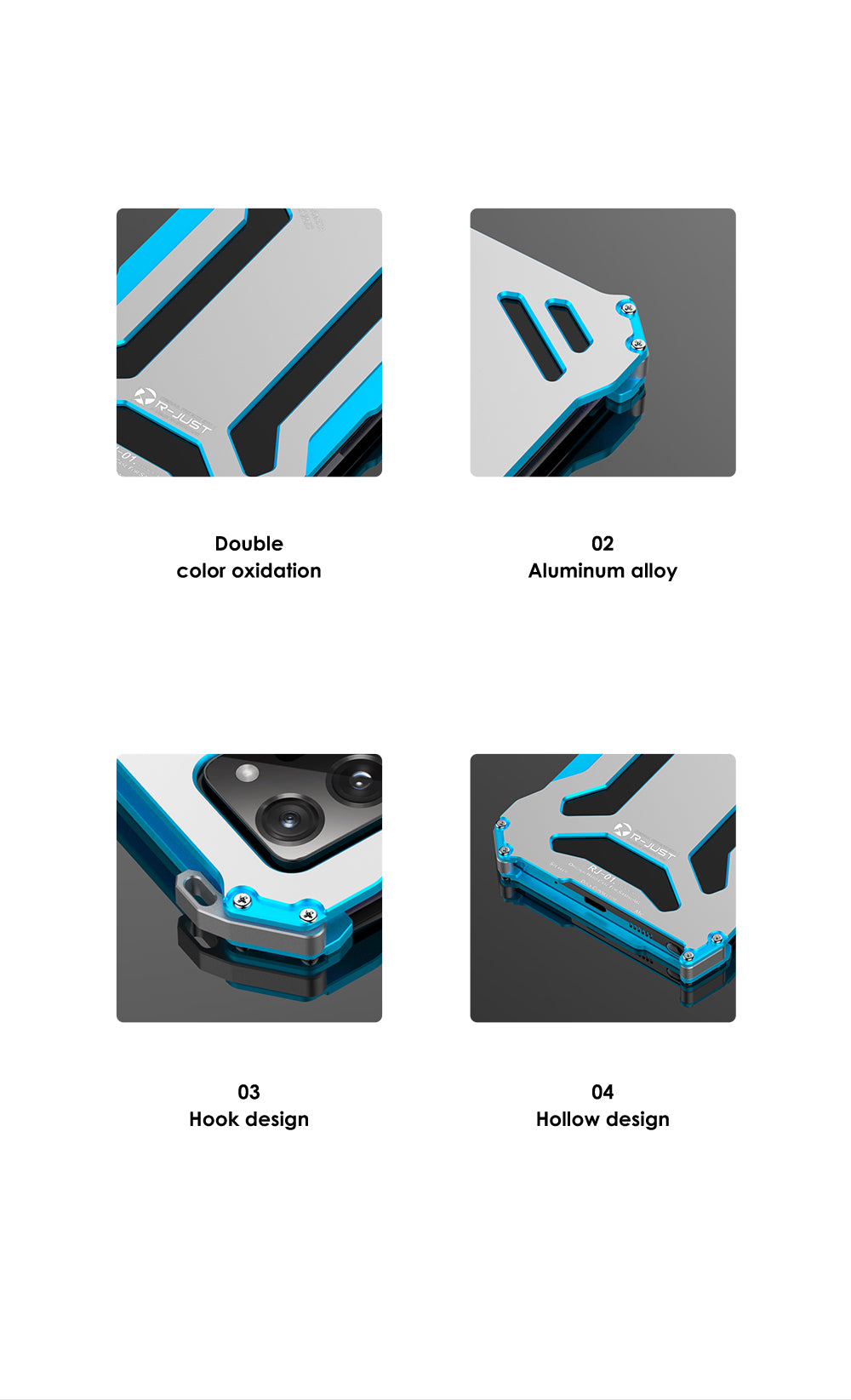 R-Just Gundam Aerospace Aluminum Contrast Color Shockproof Metal Shell Outdoor Protection Case for Samsung Galaxy Note20 Ultra & Galaxy Note20