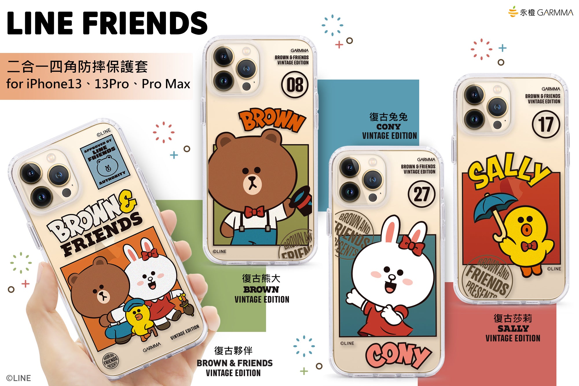 GARMMA Line Friends Vintage Edition Air Cushion TPU+PC Back Case Cover