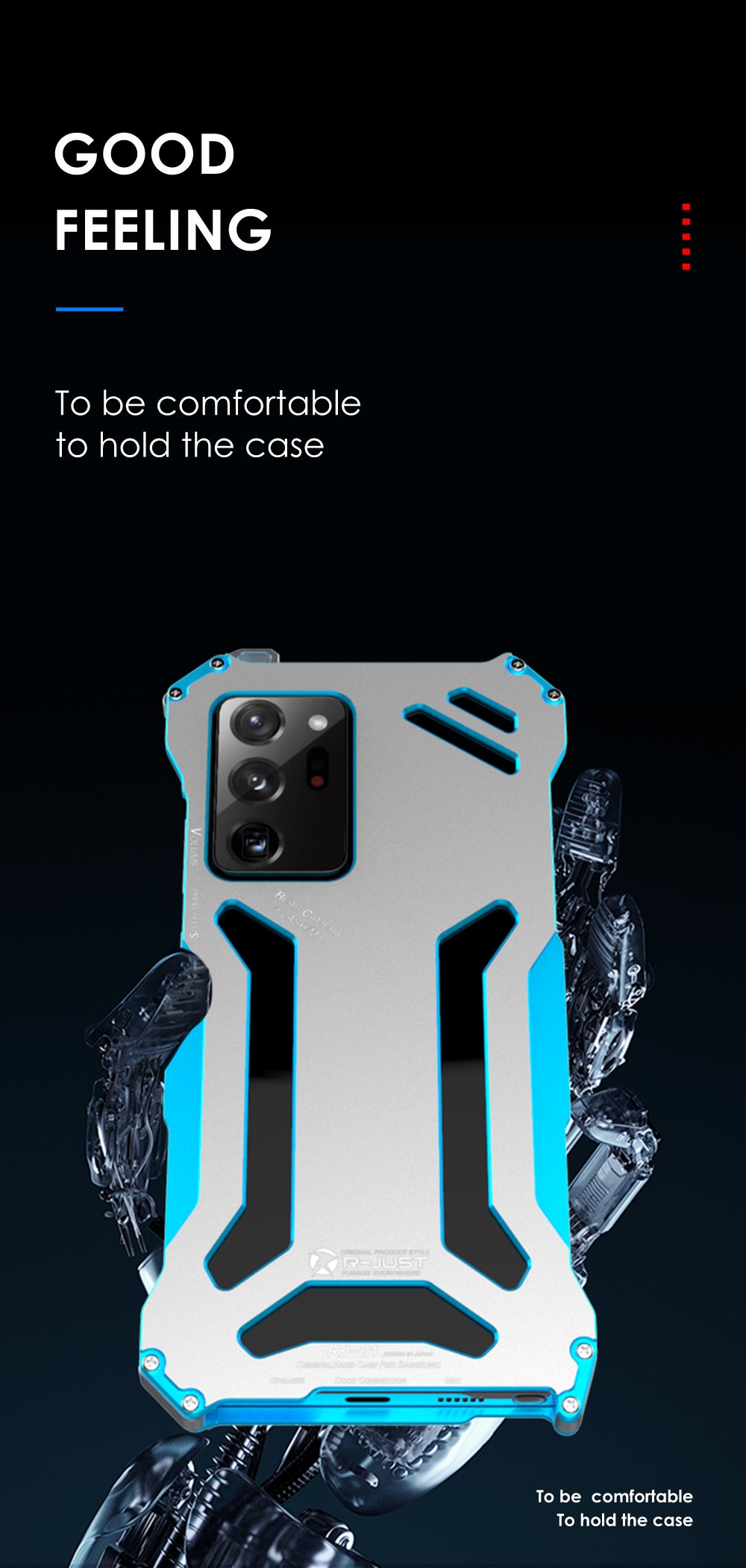 R-Just Gundam Aerospace Aluminum Contrast Color Shockproof Metal Shell Outdoor Protection Case for Samsung Galaxy Note20 Ultra & Galaxy Note20