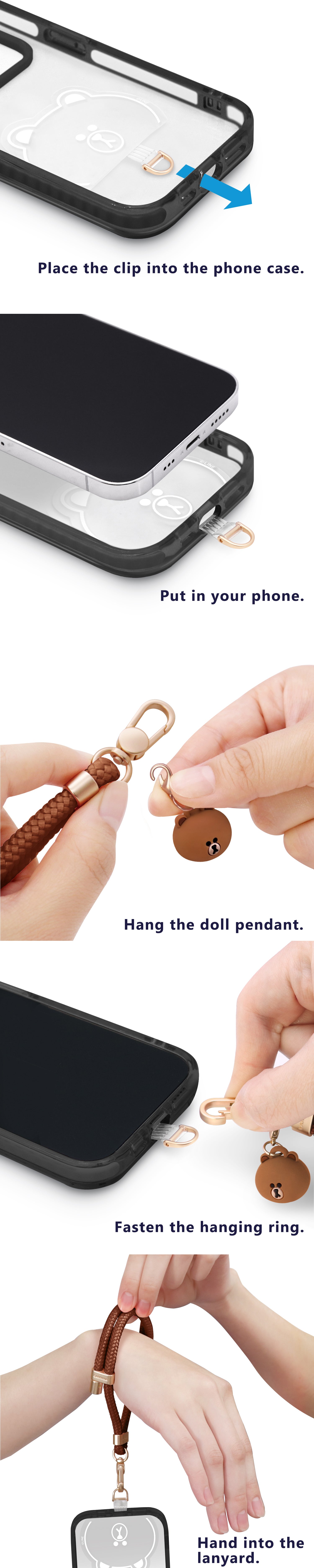 GARMMA Line Friends Doll Charm Buckle Strap Adjustable Phone Lanyard