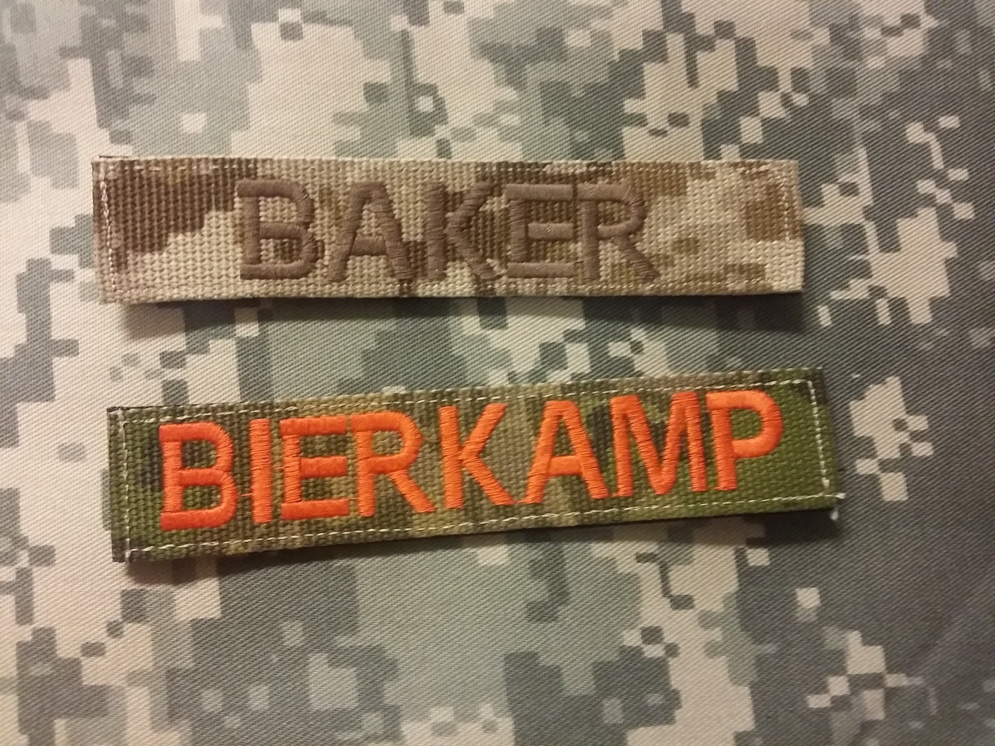 1x4 inch Custom NameTape OCP ACU ABU USMC NAVY Kryptek Arid Nomad Typhon Alpine Highlander Woodland Black Uniform Camo Hook Fastener & Iron on