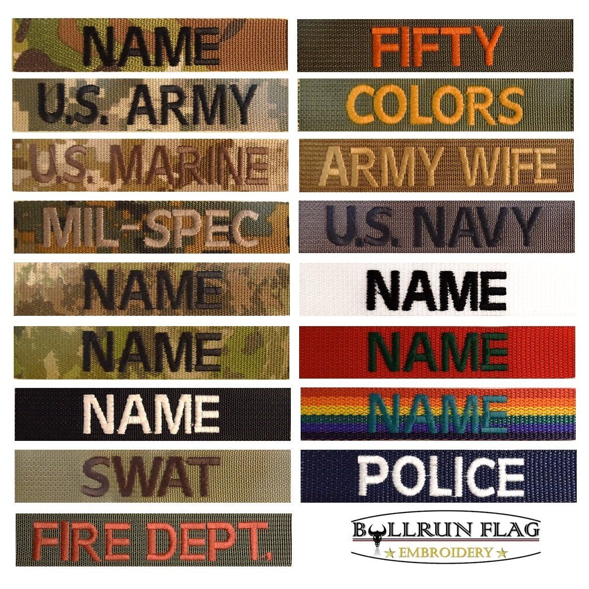 1x4 inch Custom NameTape OCP ACU ABU USMC NAVY Kryptek Arid Nomad Typhon Alpine Highlander Woodland Black Uniform Camo Hook Fastener & Iron on