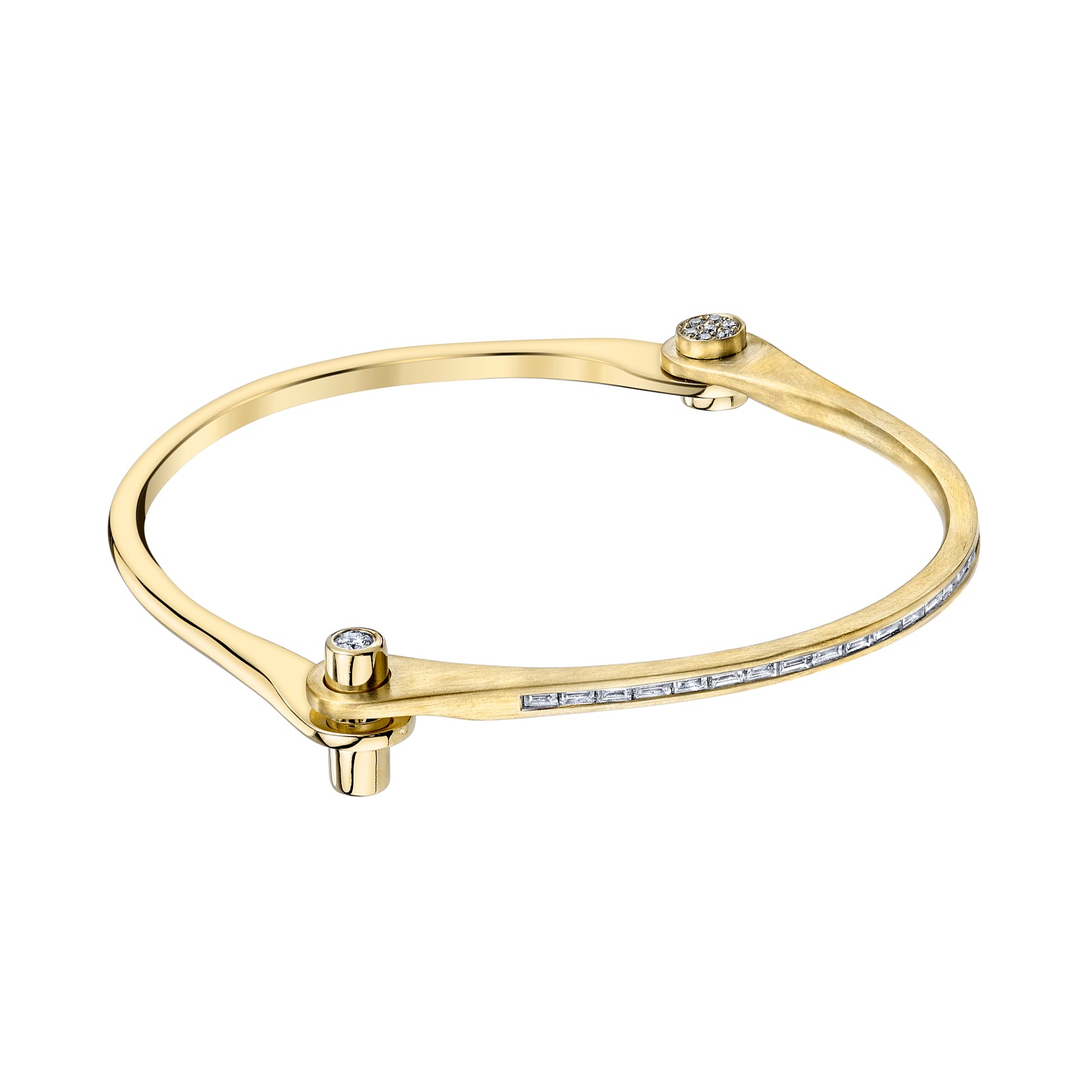 Baguette Skinny Handcuff - Yellow Gold