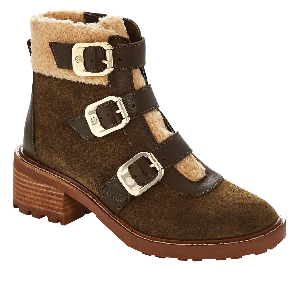 Vince Camuto Klerica Leather and Faux Fur Moto/Hiker Boot